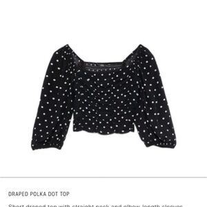 Zara Black and White Polka Dot Crop Top - S